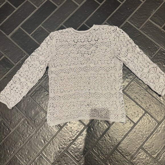 Jones New York Signature Open Knit Cardigan β Silver Gray β Size Small - Picture 4 of 4